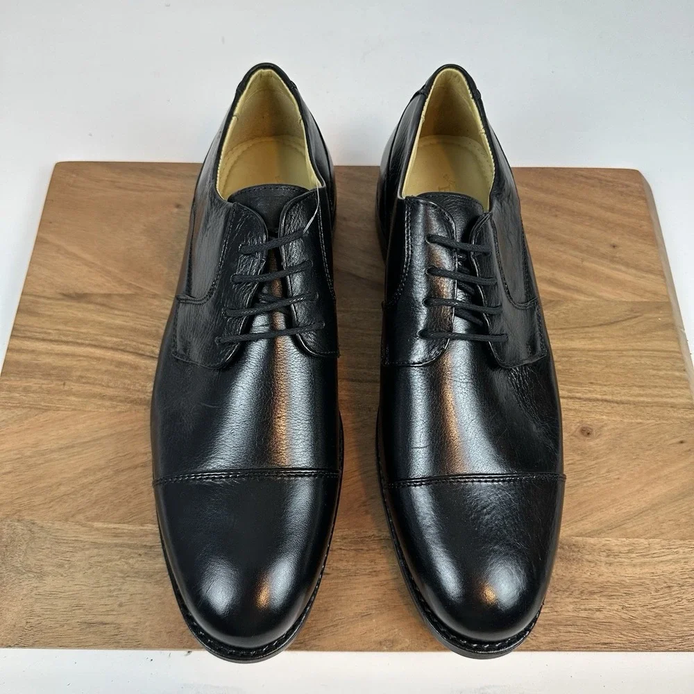 New Mens Belvedere Duke Cap Toe‎ Oxfords Leather Black Dress Shoes Size 11 D